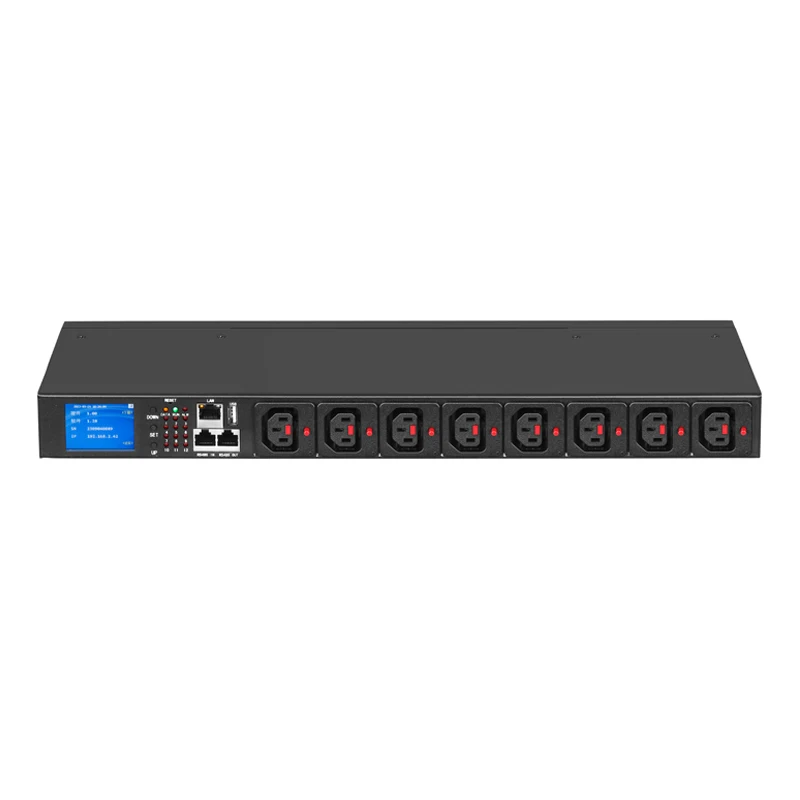 19 inch IP intelligent PDU  8 Port IEC C13 outlets switching function and recording of power data for each output smart PDU