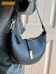 Design Half Moon Underarm Bag Fashion Lady Casual Cow Split Leather High Street Single Shoulder Bags Women Hobos Crossbody Bags