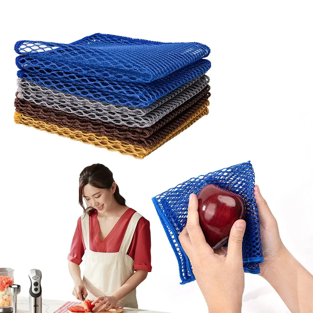 Mesh Cleaning Dishcloth Multipurpose Kitchen Grid Dishwashing Towel Reusable Cleaning Wipes Non-stick Oil Cleaning Rag