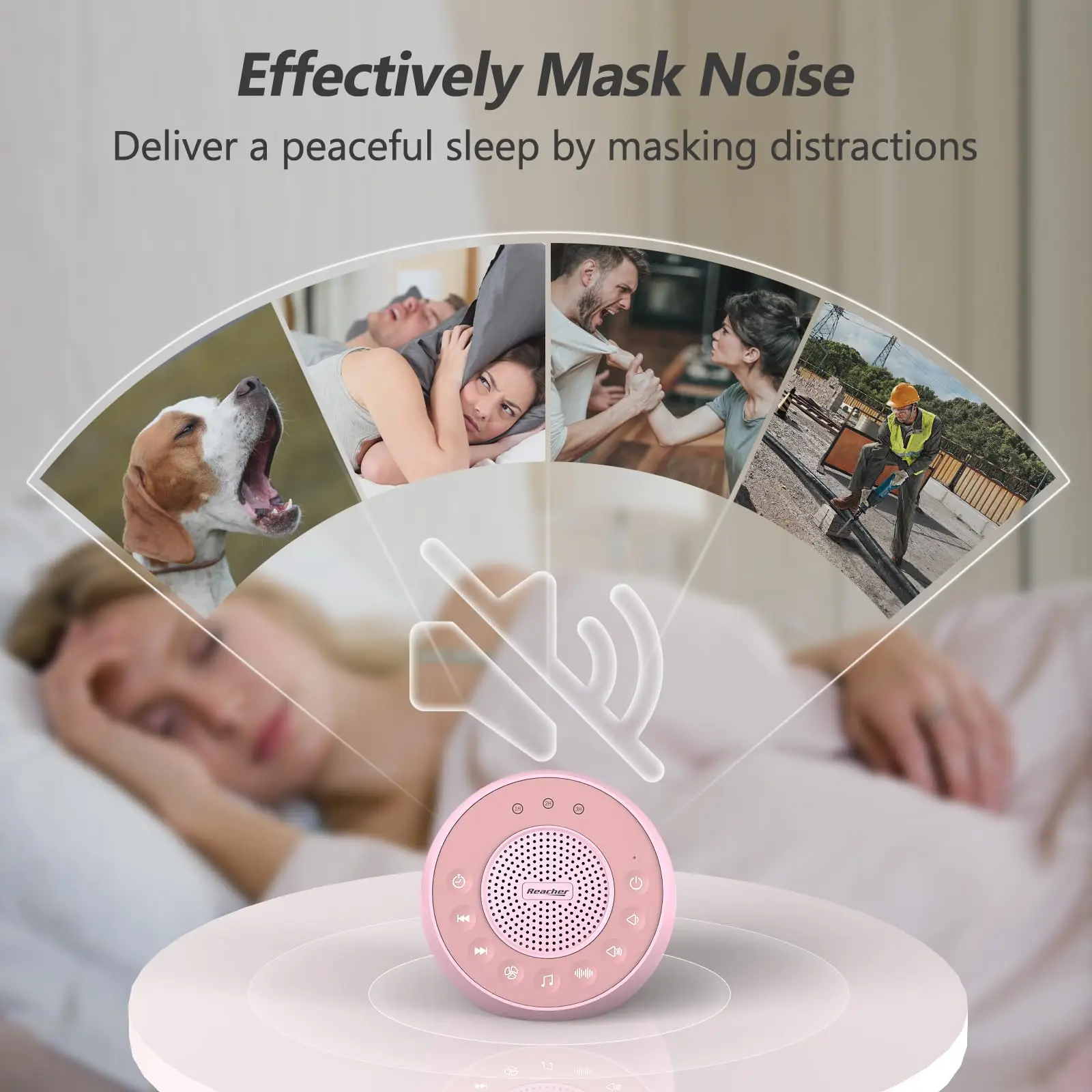 White Noise Machine with 31 Non-looping Soothing Sounds,3 Auto-Off Timer,Brown/Pink Noise Sound Machine for Office Privacy