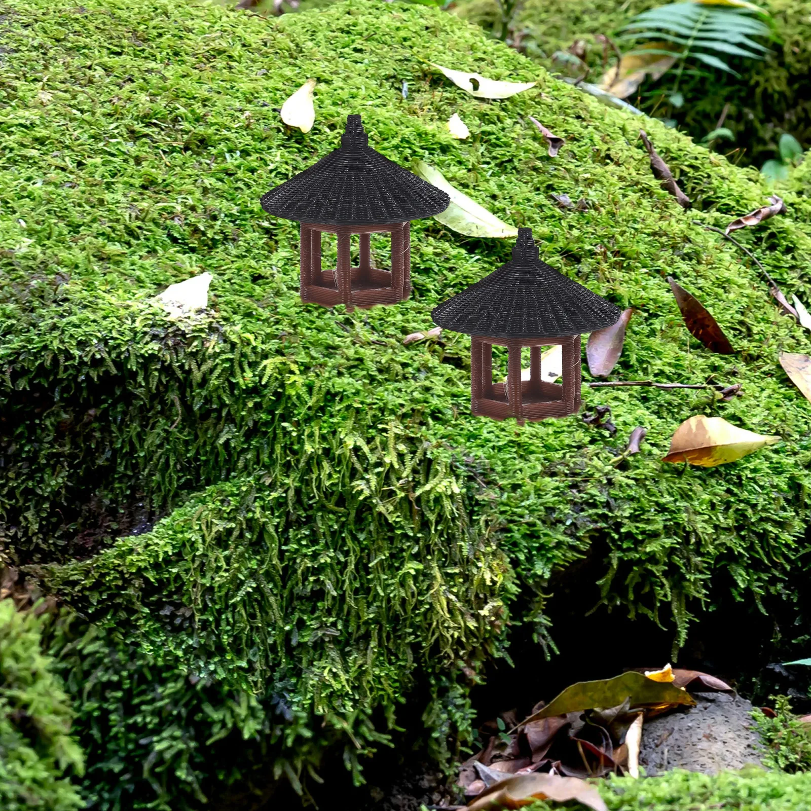 

1pc Mini Pavilion Statues Bonsai Landscaping Adornment Zen Garden Decor Micro Landscape DIY Supplies Plastic Balcony