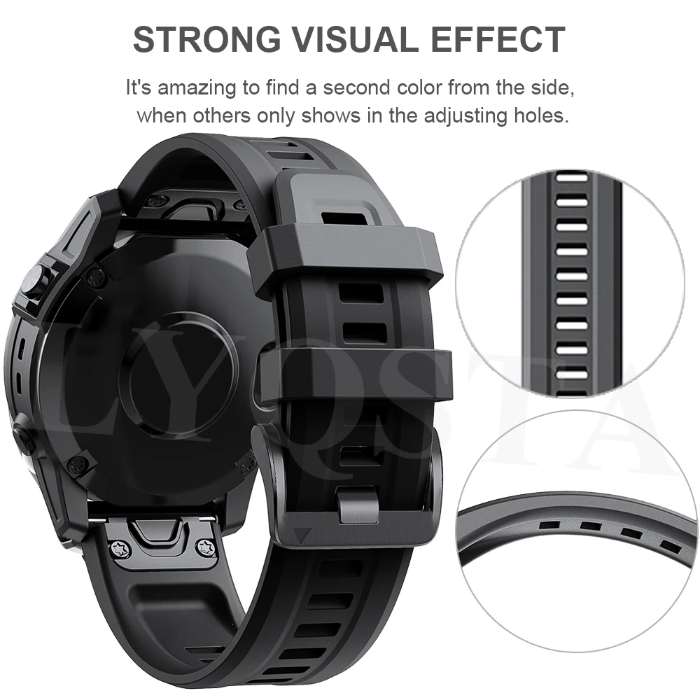 Ремешок силиконовый для наручных часов, быстросъемный браслет для Garmin Fenix 7 7X 6 6X Pro 5 5X EPIX, 26 22 мм