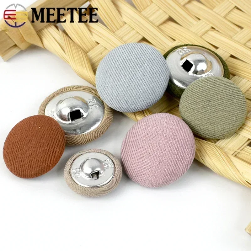 Meetee 50ks 11-30mm slitina látka pokryté tlačítko pro oblek kabát dekorační kolo stopka knoflíků DIY oblečení šicí spona příslušenství