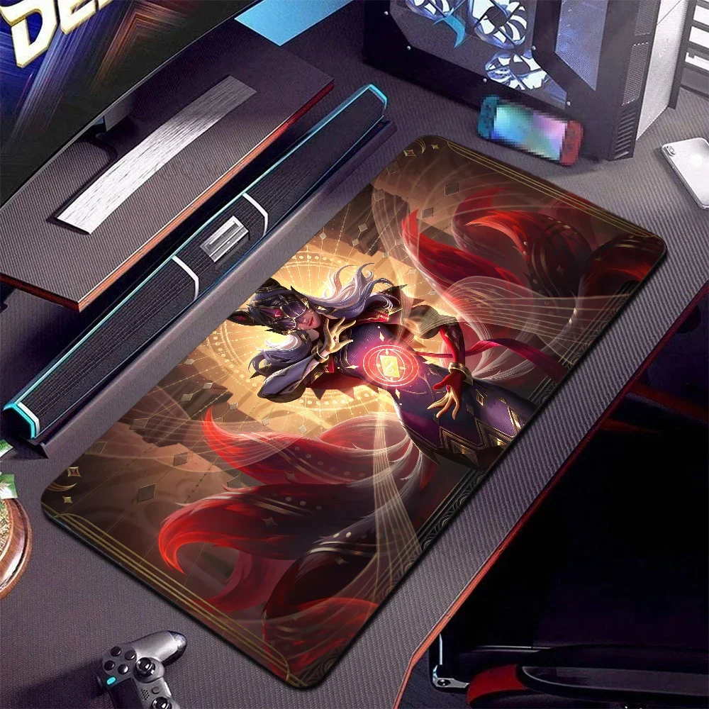 Ahri League of Legends Floor Mat XXL RGB Gaming Mouse Pads HD Black Gamer Accessories Large LED