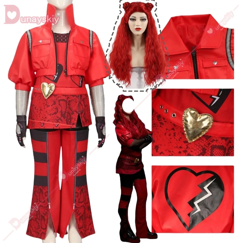 Kids Girls Princess Red Cosplay 2024 Movie D-Descendants Rise Fantasia Costume Children Disguise Outfit Halloween Party Suit