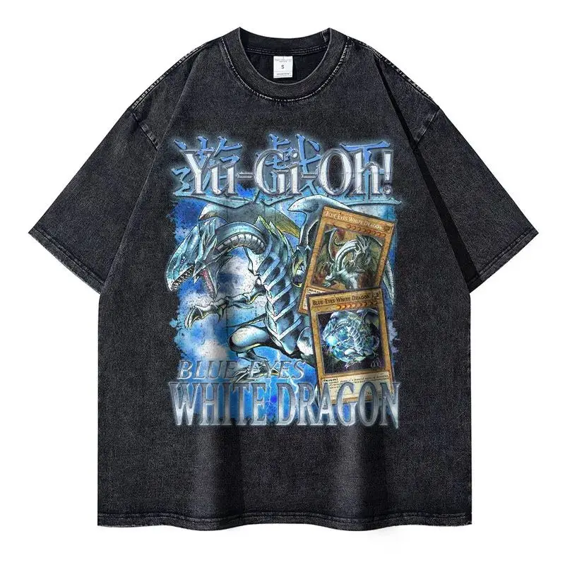 Change of Heart Tshirts Anime Yu Gi Oh T Shirt Oversized Yugi Muto Blue Eyes White Dragon Tshirt Manga Seto Kaiba Tops Men Tees