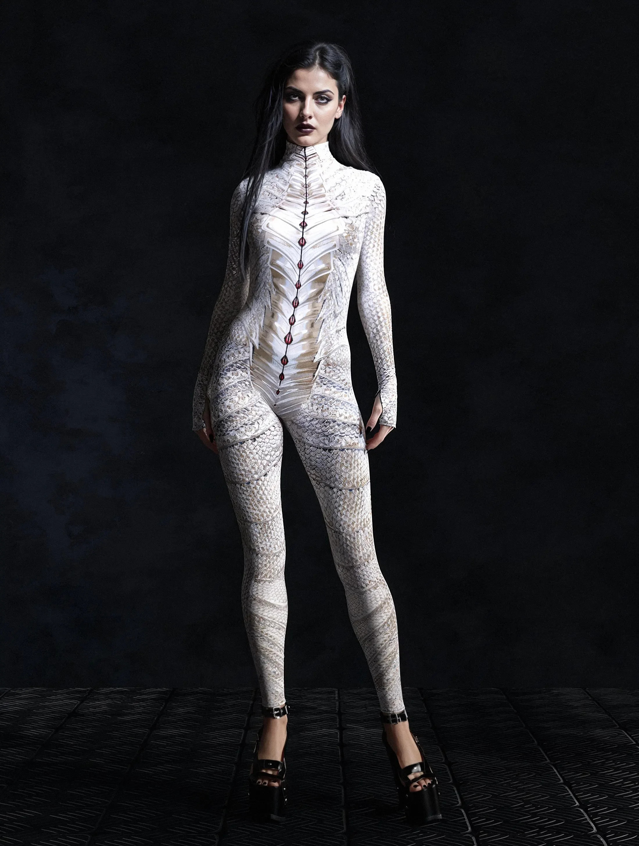 

Women Silver Dragon Jumpsuit Printing Holiday Party Wear Onesie Cosplay Snake Costume Dragon Bodysuits Rompers 2025