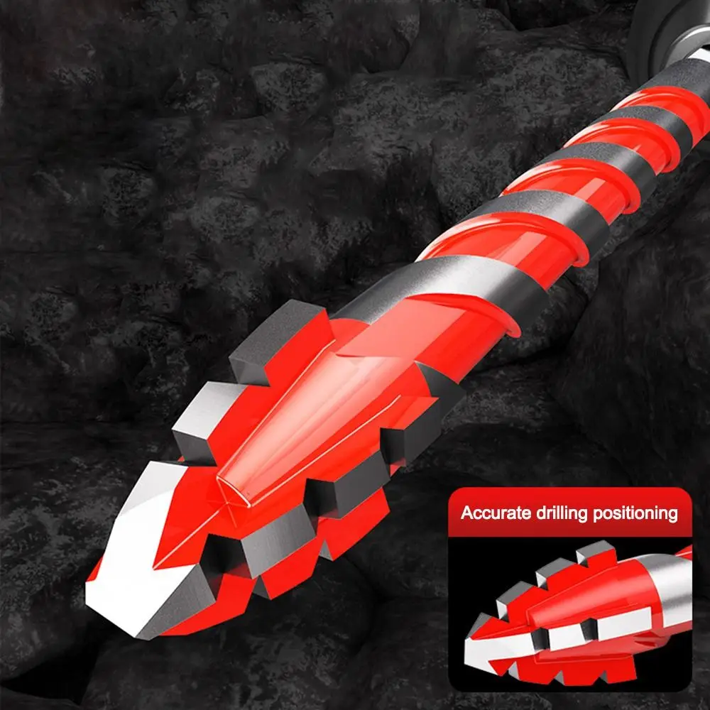 Four-Edged Eccentric Drill Bit Skewed Head Serrated Concrete Drill Bit Set High Hardness Hexagonal Shank Drill Bit Set