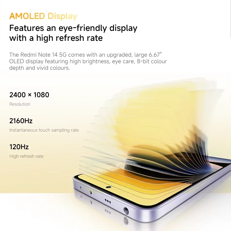 كاميرا Xiaomi Redmi Note 14 5G الإصدار العالمي للهاتف الذكي Mediatek Dimensity 7025-Ultra NFC 108MP مع بطارية OIS 5110mAh