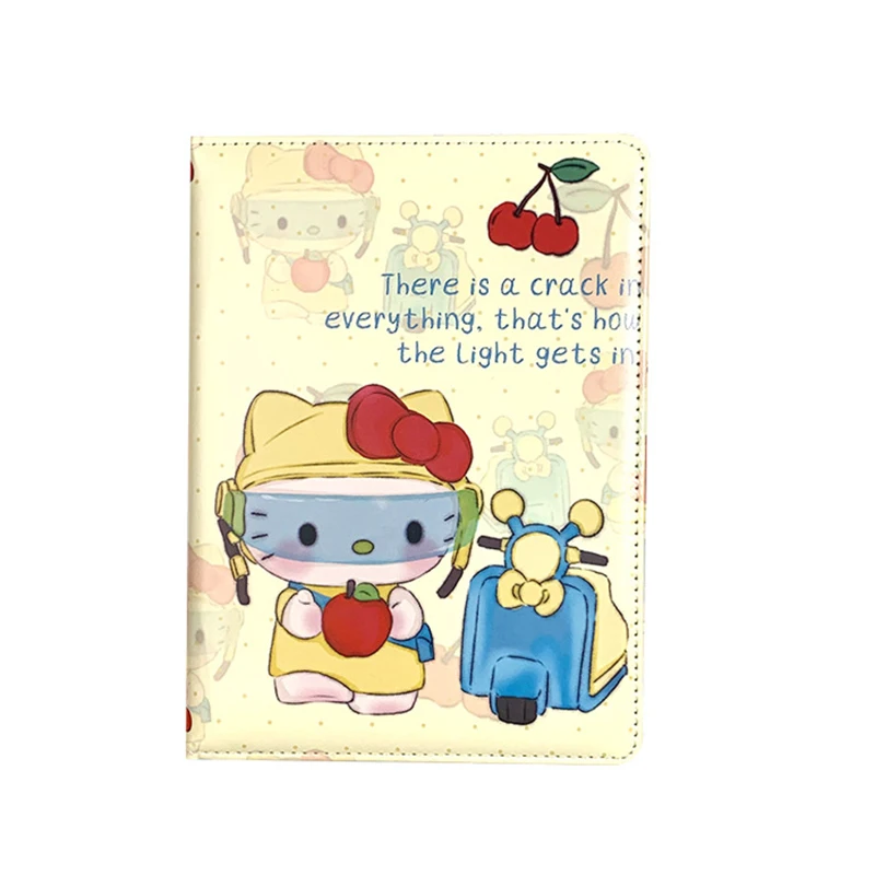 New Sanrio Hello Kitty A5 Leather Cover Notebook Cartoon Cute Full-Color Inner Page Horizontal Line Student Diary Gift