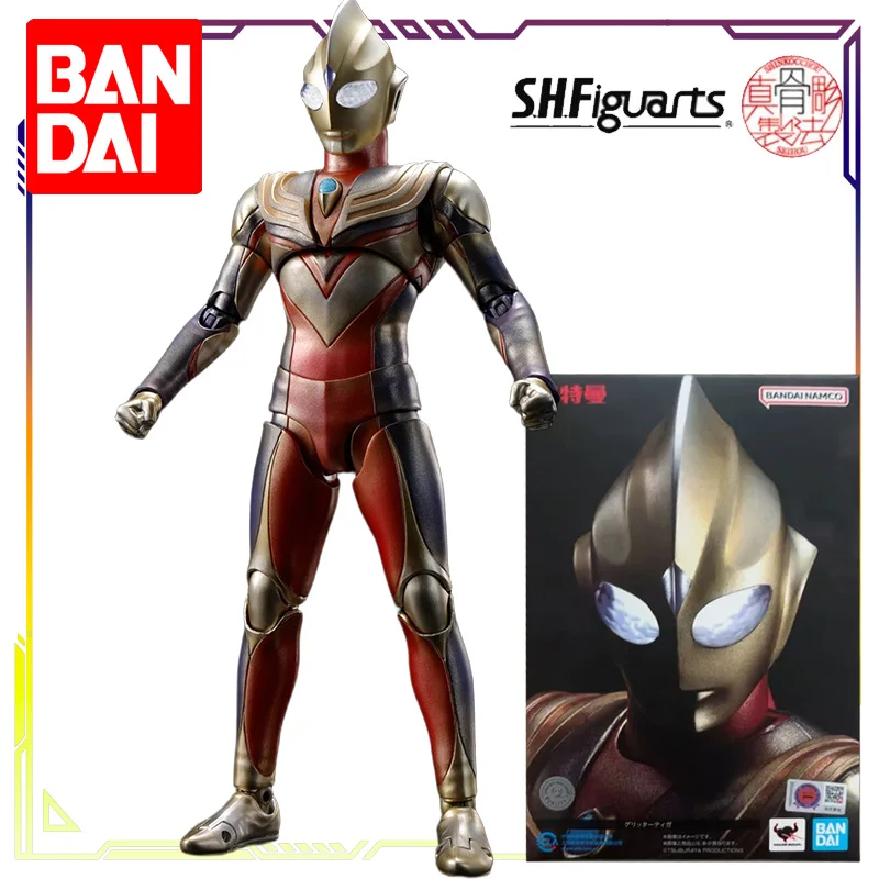 Figura de Acción Articulada Original de Bandai S.H.Figuarts Shinkocchou Seihou Ultraman Tiga Golza/Glitter Tiga