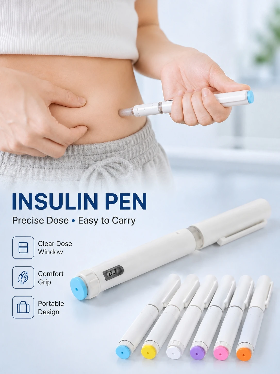 

60U Insulin Syringe Pen 10Pack Disposable Injection Handle Magic Pen with 3ml Glass Vial Mixed Colors Injection Tool