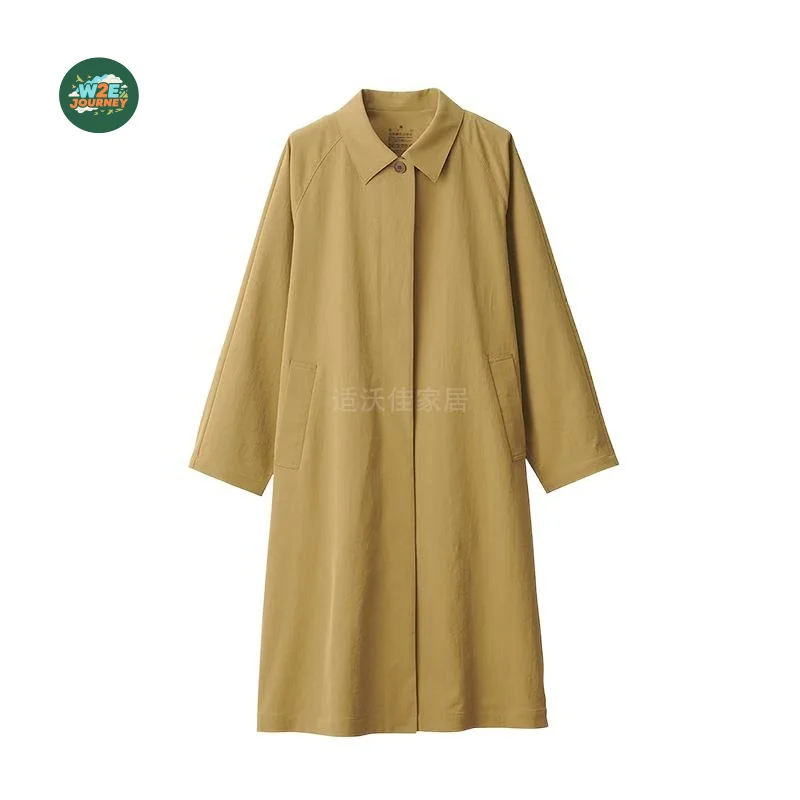 W2EJOURNEY EU US Size Luxury Quality Unisex Trench Coat Stand-Up Collar Single-Layer Water-Resistant Oversize Long Jacket Coat