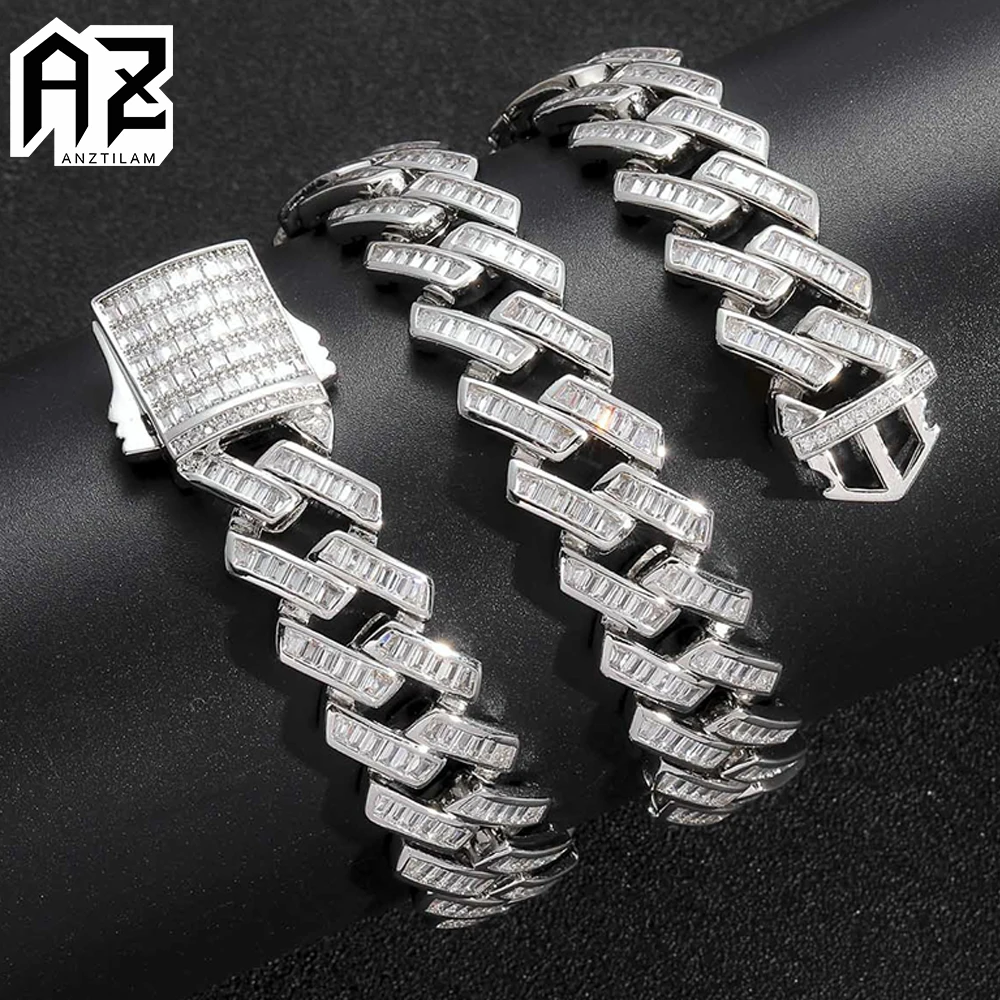 

AZ 16MM Square Zircon Iced Out Necklaces Cuban Link Chain Square Zircon Necklace for Women Men Hip Hop Bling Goth Choker