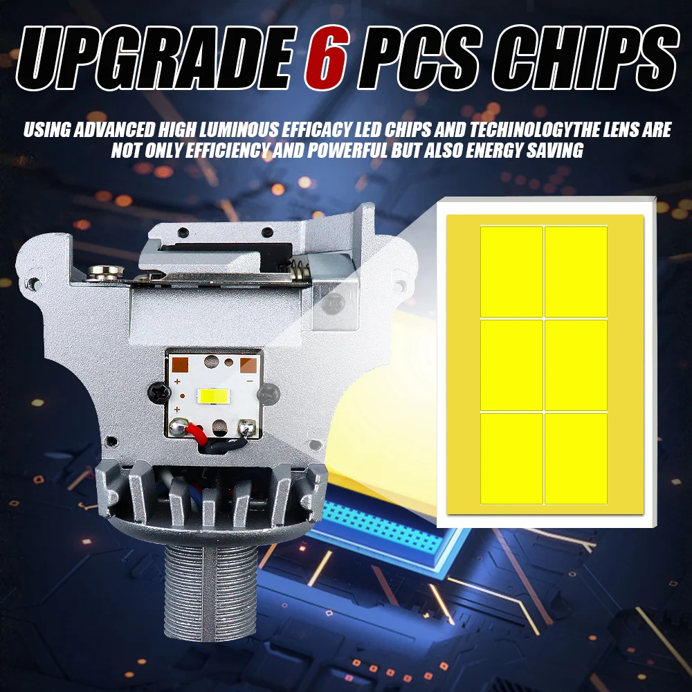 ثنائية جهاز عرض LED العدسات المصابيح الأمامية H7/H4/9005/9006 LED سيارة ضوء للدراجات النارية سيارة صغيرة لمبة 5570 CSP التحديثية 90 واط 2.5 بوصة #3