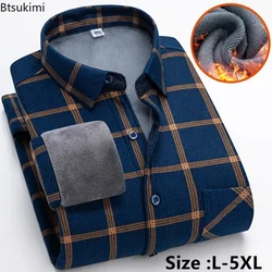 New 2025 Men's Warm Long Sleeve Plaid Design Shirt Autumn Winter Fleece and Thick Warm Men's Casual Shirts Large Size Shirt 5XL
