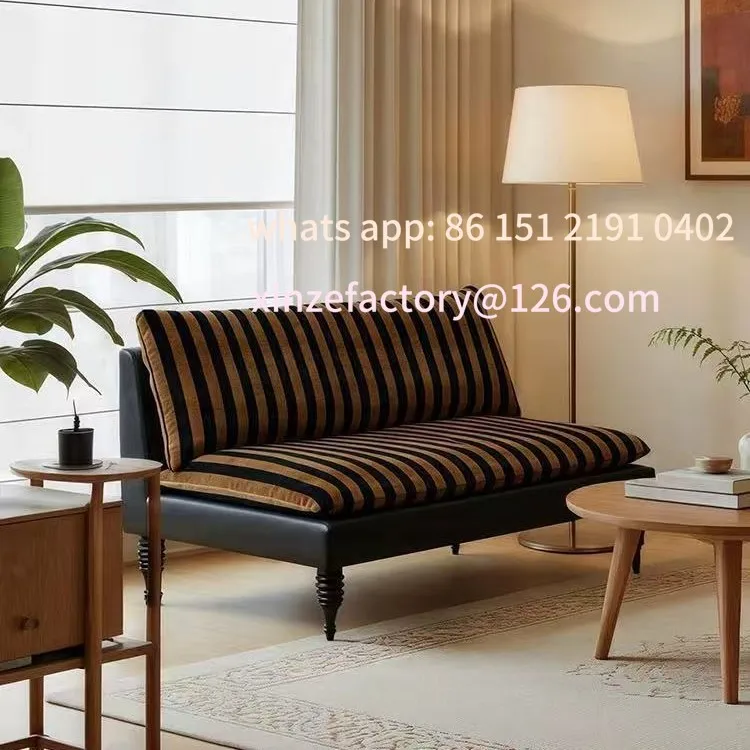 

Customizable French retro striped sofa size apartment living room home leisure fabric sofa lazy sofa
