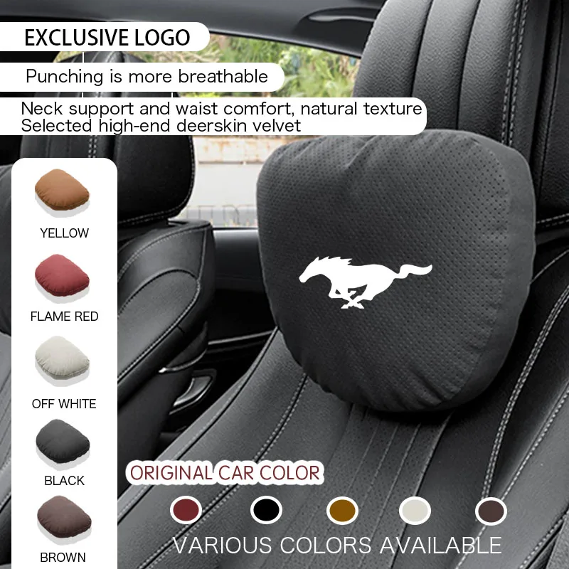 

For Ford Mustang GT EcoBoost Convertible Mach-E Dark Horse Mach 1 Accessories Car Neck Headrest Pillow Seat Lumbar Protection