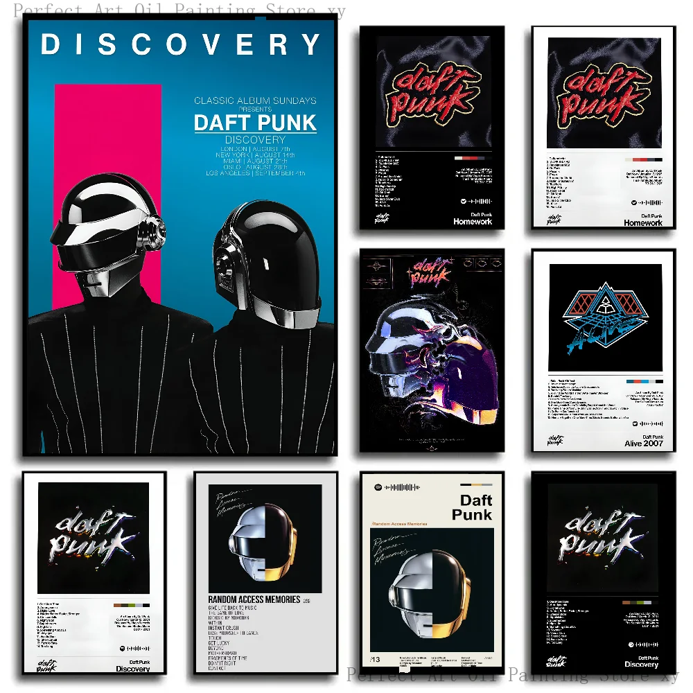 1 STÜCK Vintage Daft Punk 1997 Album Musiklegende Kunstposter Papierdruck Zuhause Wohnzimmer Schlafzimmer Eingang Bar Restaurant Café Kunst