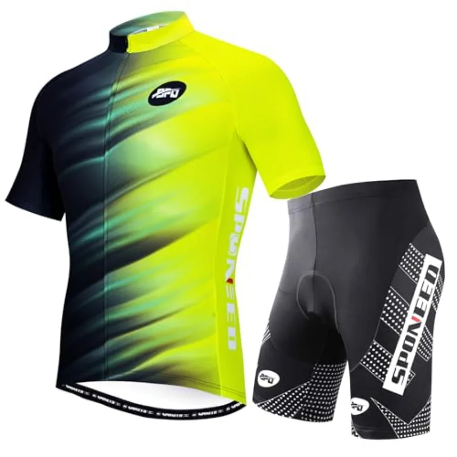 

sponeed Cycling Jersey Short Sleeve Suits Men Bike Clothing Road Bicycle Shorts Padded Outfits