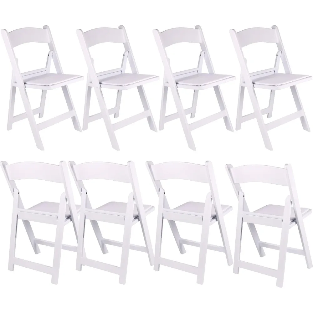 

Set of 8, Resin Folding Chair Vinyl Padded Seat 1000lb Weight Capacity Indoor Outdoor Lightweight Set for Home Event Party Picn