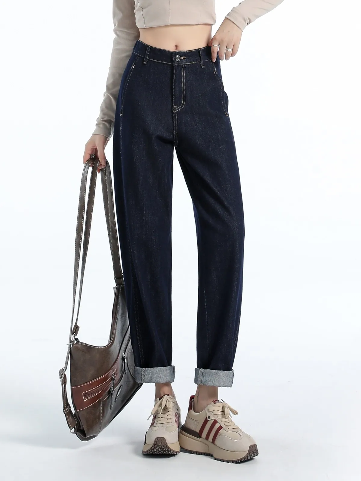 ZHISILAO Vintage High Waist Harem Jeans Women Casual Ankle-length Denim Pants Streetwear 2024