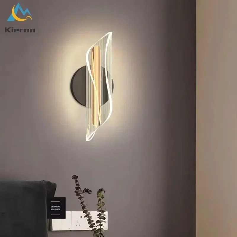 

Modern Thin Waist LED Wall Lamp Bedroom Study Restaurant Hotel Bedside Streamer Wall Lamps Living Room Decor Scroll Wall Lights