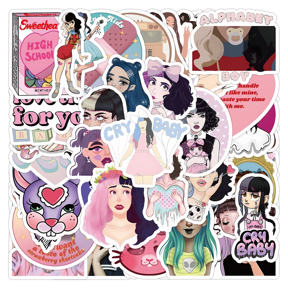 Autocollant imperméable Melanie Martinez, dessin animé, graffiti, décoration, ordinateur portable, bagage, réfrigérateur, casque, jouet, décalcomanie, 10 pièces, 30 pièces, 60 pièces