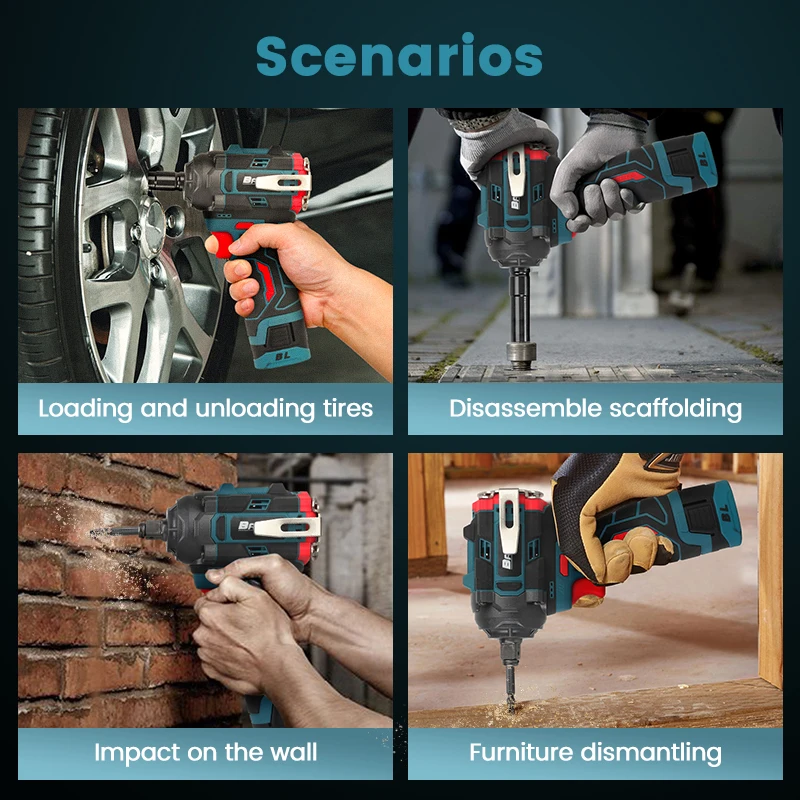 600N.M Brushless Electric Impact Wrench 1/2 Inch Dual Use Cordless Wrench Screwdriver Household Power Tools for 16.8V Battery - Image 6