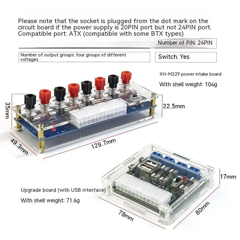 Scheda adattatore di alimentazione ATX desktop a 24 pin Alimentatore ATX per computer Scheda di trasferimento breakout Modulo di estensione adattatore cablaggio presa