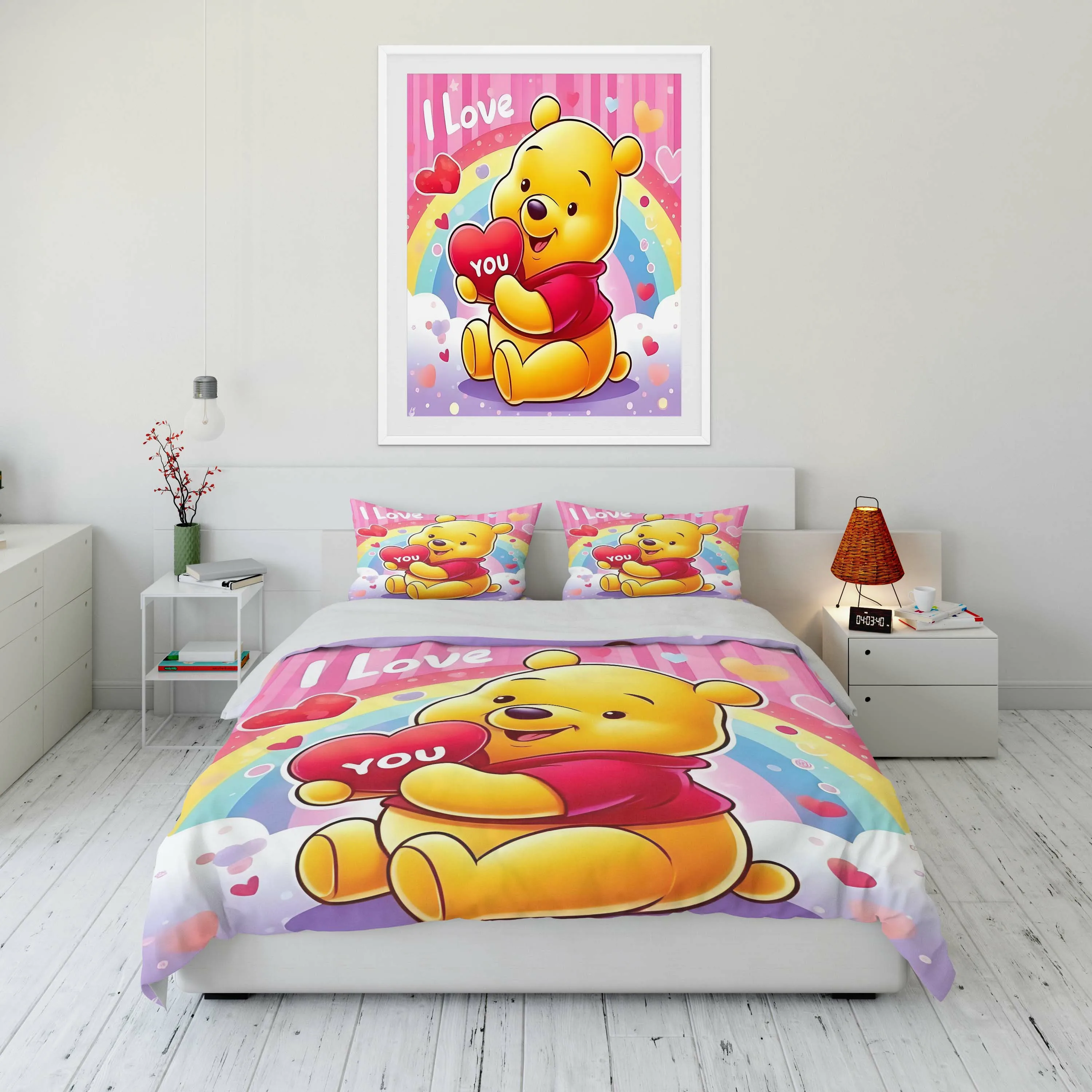 10Size Disney Winnie The Pooh Printed Bedding Set Cartoon Anime Duvet Cover Comforter Cover Boys Girls Children Adults Twin King