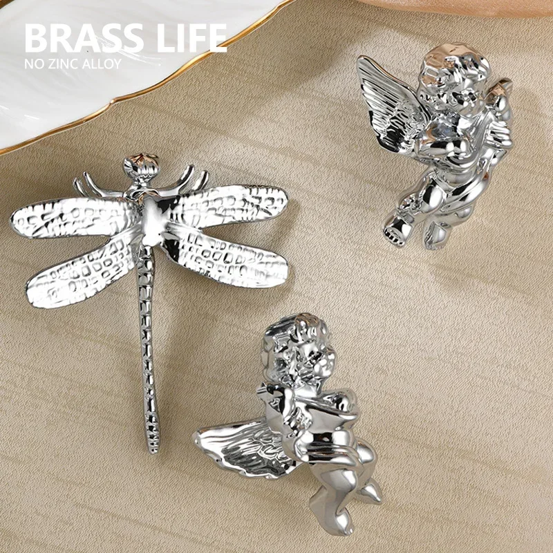 

BRASS LIFE Furniture Angel, Dragonfly Handle Brass Pulls Cupboard Wardrobe Dresser Shoe Box Drawer Cabinet Handles