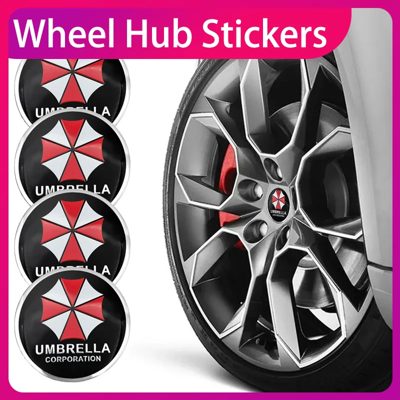 

56mm Car Wheel Center Hub Cap Rim Cover Emblem Wheel Trim decal Stickers For Umbrella Corporation Styling Decoration Accessories