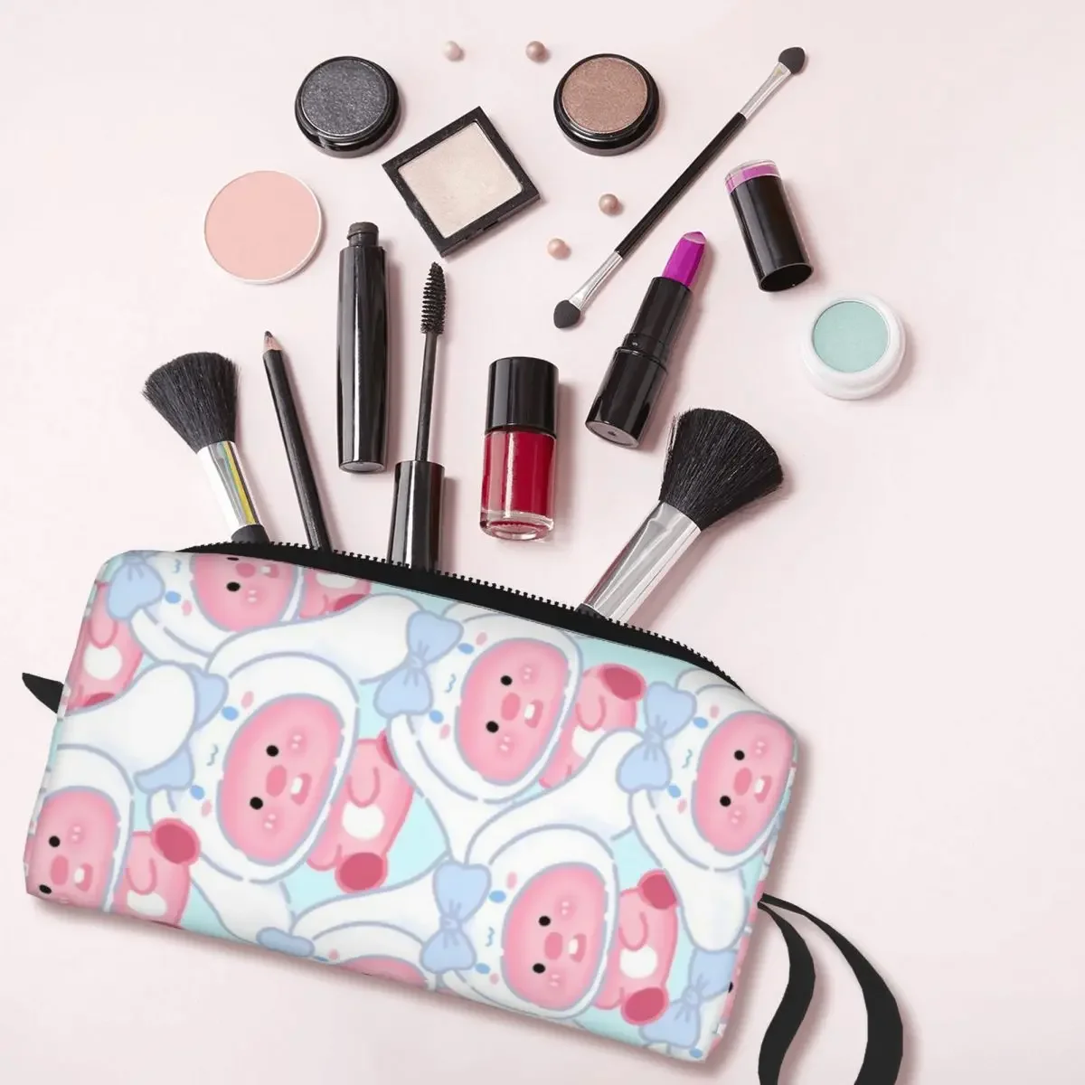 Kawaii Loopy Cartoon Beaver Makeup Bag Pouch Waterproof Cute Cosmetic Bag Travel Toiletry Bag Organizer Storage Purse Large