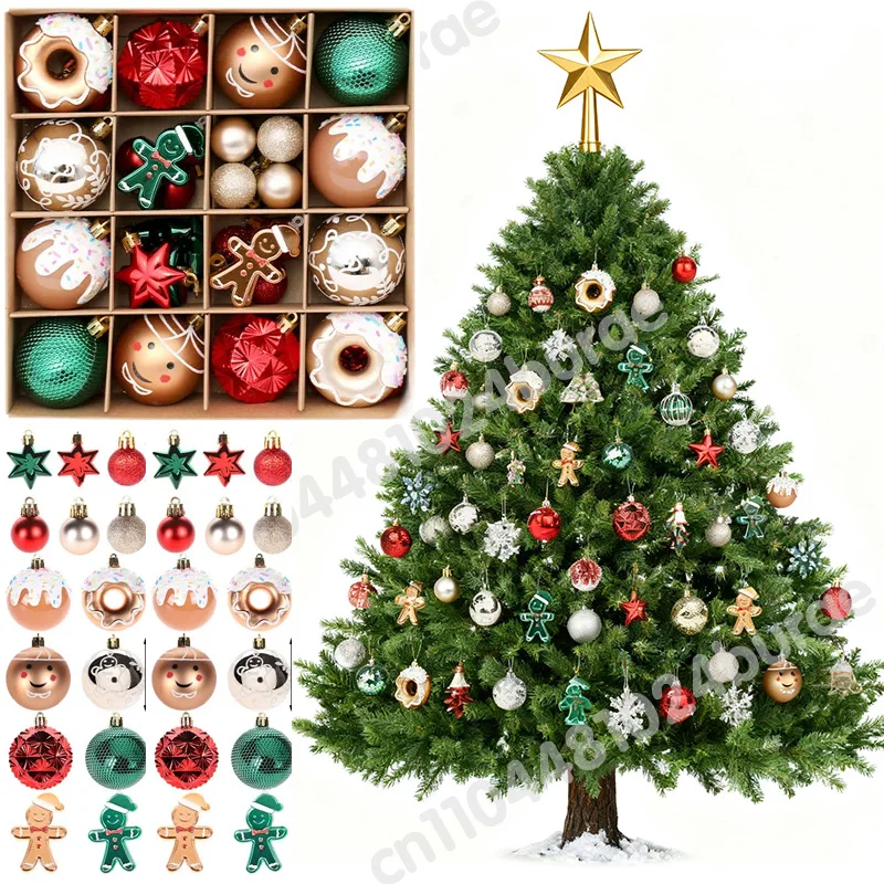 42 pezzi di ornamenti di palline di Natale palline di oro rosso verde palline di albero di Natale decorazione per il regalo di Capodanno del pendente della festa di Natale del 2025