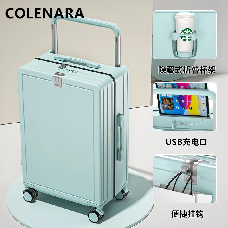 COLENARA-Valise Multifonctionnelle de 26 Pouces pour Homme et Femme, Valise d'Embarquement 24, Chariot de Grande Capacité, Chargement USB, 20 Bagages de Cabine