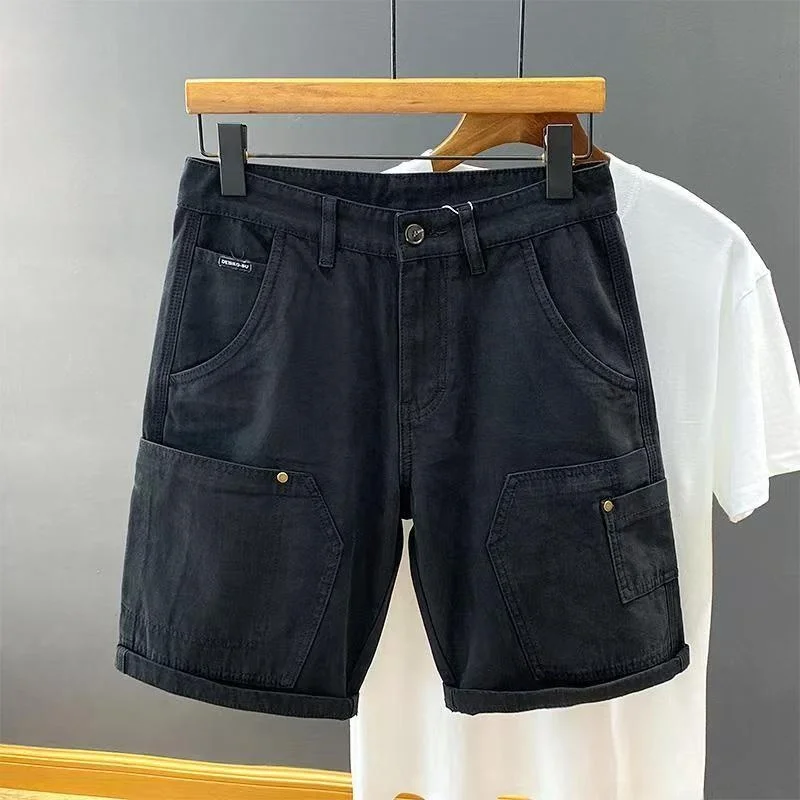 

Мужские летние тонкие повседневные брюки-капри в американском уличном стиле, свободного прямого кроя, модные, трендовые