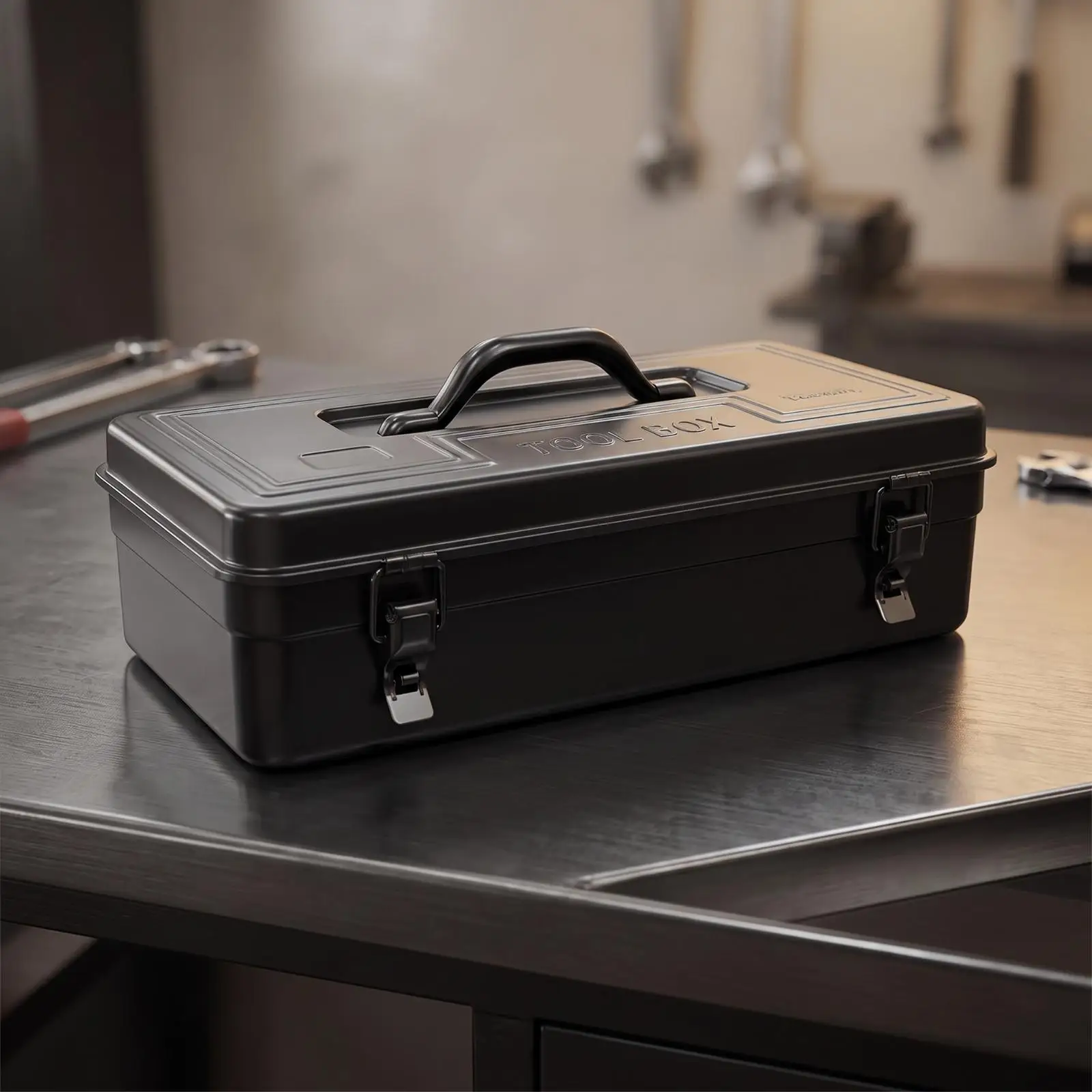 Metal Tool Case with Locking Lid Industrial Chest Cold Rolled Steel Storage Box for Hand Tools and Hardware