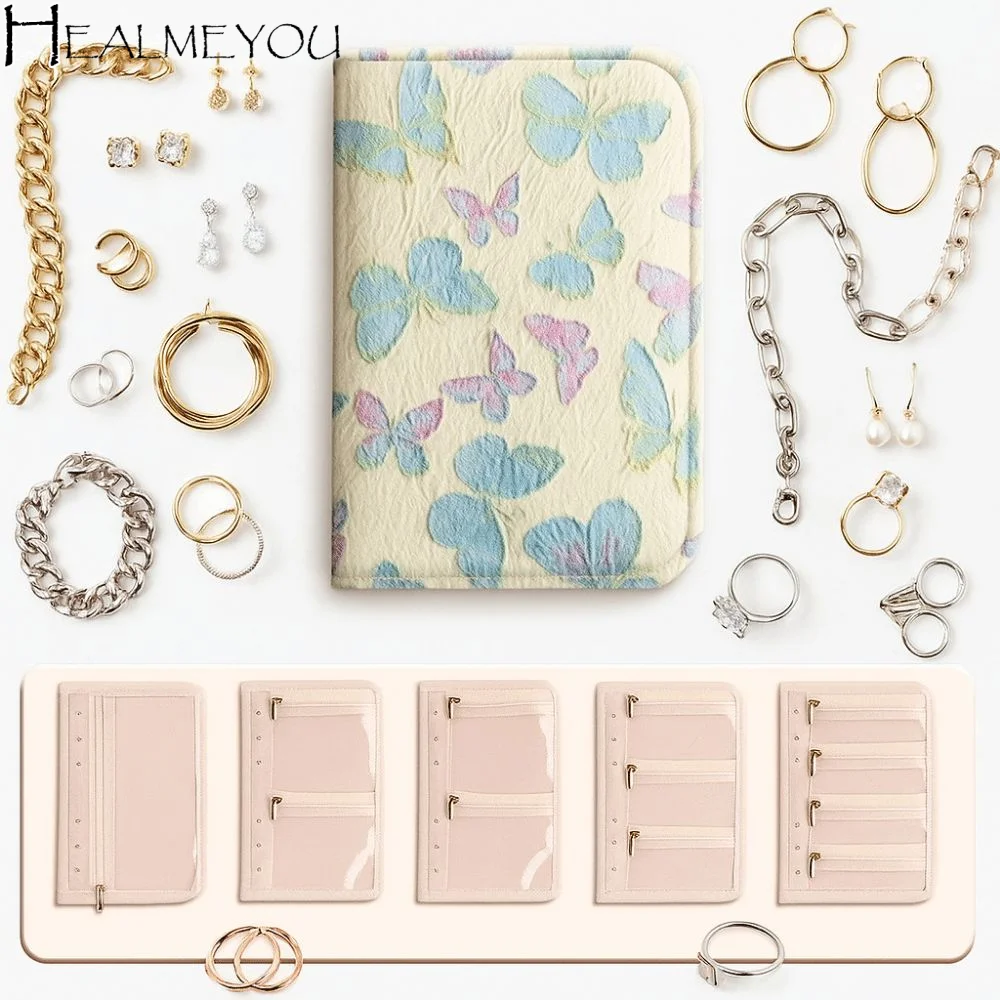 

Сумка для хранения ювелирных изделий с бабочкой и цветочным узором, сетка для хранения, антиокислительный органайзер для ювелирных изделий, многослойный, экономия места