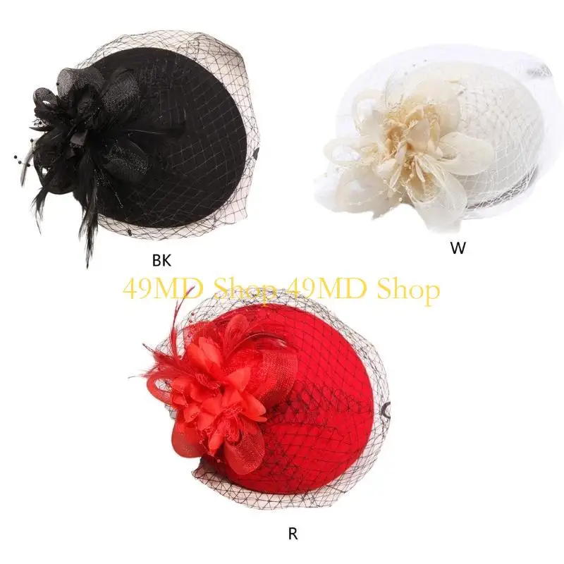 

49MD Floral Pillbox Hat Fascinators Hat with Veil 20s Tea Hat for Girls Women Vintage Pillbox Hat Tea Hat Fascinators