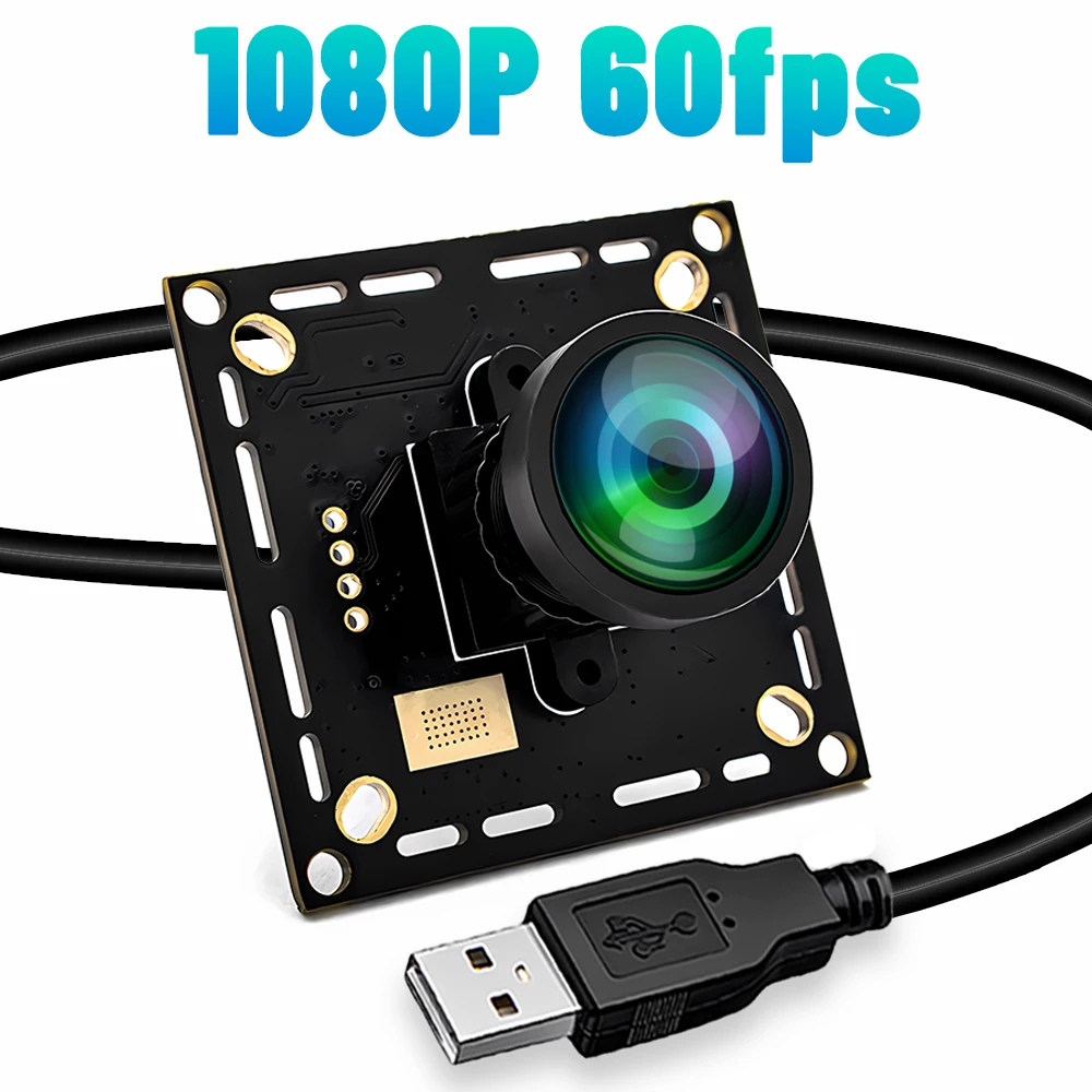 

WGWK 1080P 60FPS USB Camera Module With 2.35mm 138° Wide Angle Lens High Speed UVC Plug Play AEC AEB AGC CCTV PCB Board Webcam