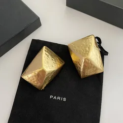 Geometric Frosted Gilded Ear Clips For Women Extra Large Earring Accessory Vintage Palace Jewelry European American Style Y2K