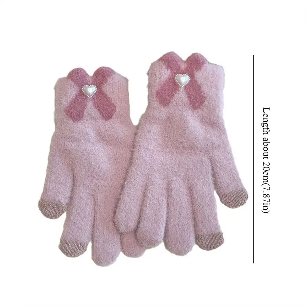 Модные зимние теплые зимние перчатки, эластичные перчатки с сенсорным экраном и полным пальцем, вязаные варежки для женщин и дам