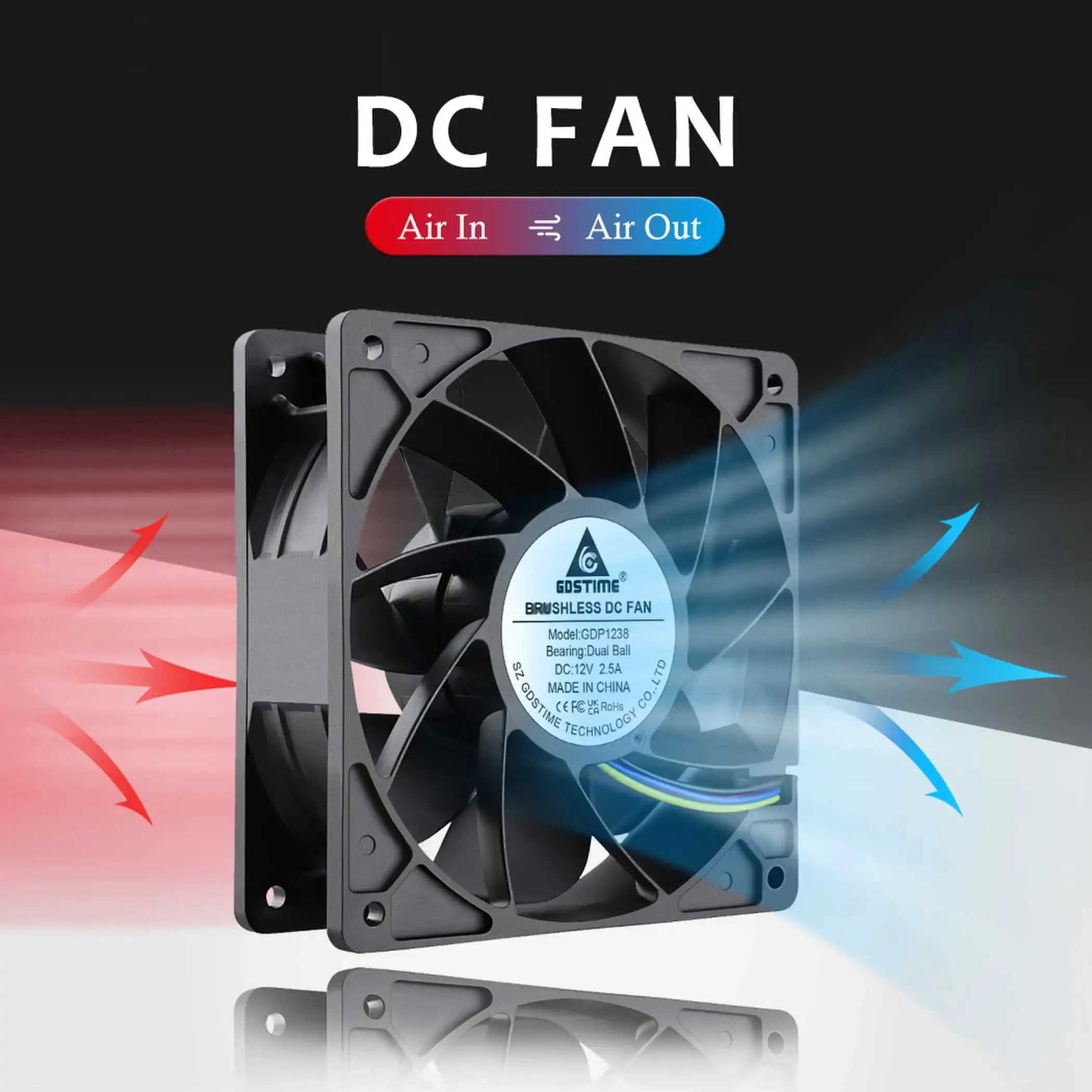 Gdstime PWM Fan FG 4PIN 120mm Ball Cooler For PC Case Fan 12V 24V Mini Fan 40MM 3D Printer Radial Cooling Fan 5015 Turbo Blower image 4