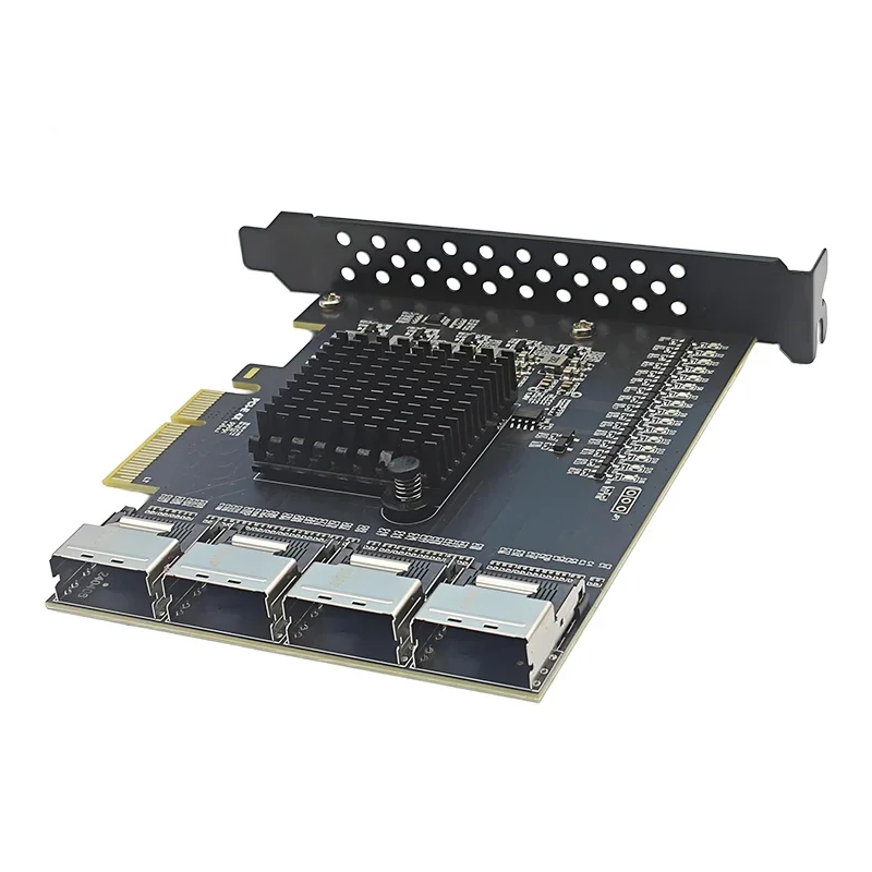 PCI Express X4 إلى 4 منافذ MiniSAS SFF-8073 بطاقة التوسعة الناهض PCIE إلى 16 منفذ SATA 3.0 6Gbps تحكم LT8638 رقاقة لسطح المكتب
