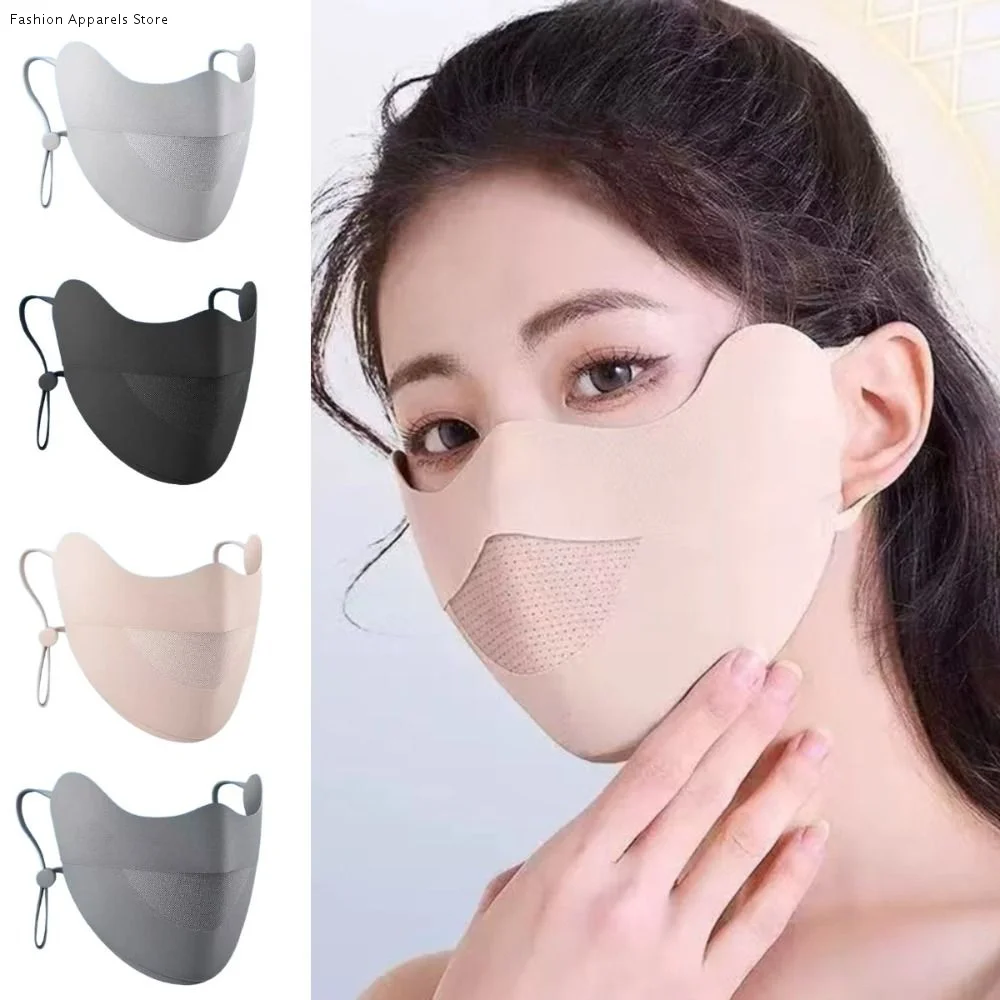 

Sun Protection UV Face Mask Quick Drying Solid Color Ice Silk Sunscreen Mask UV Protection Breathable Cycling Face Cover Golf