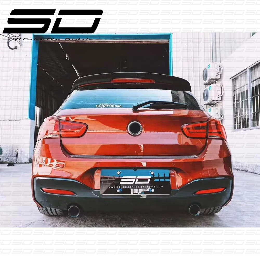 High Quality For B M W  series 1 f20 3 D style dry carbon fiber material rear spoiler