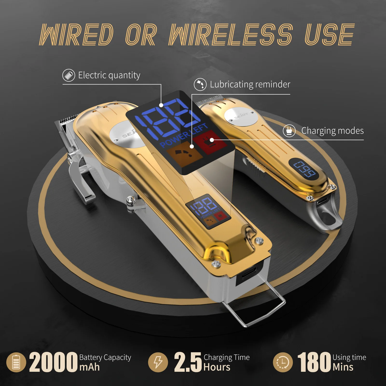 Sejoy Professional Combo Kits Hair Clipper Electric Hair Trimmer kits For Men Rechargeable Cordless Haircut Machine for Barber