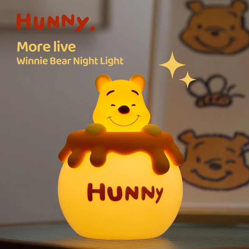 Honey Jar Teddy Bear Nightlight Bedroom Bedhead Companion Sleep Timer Usb Charging Bedlight Cute Honey Cartoon Anime Periphery