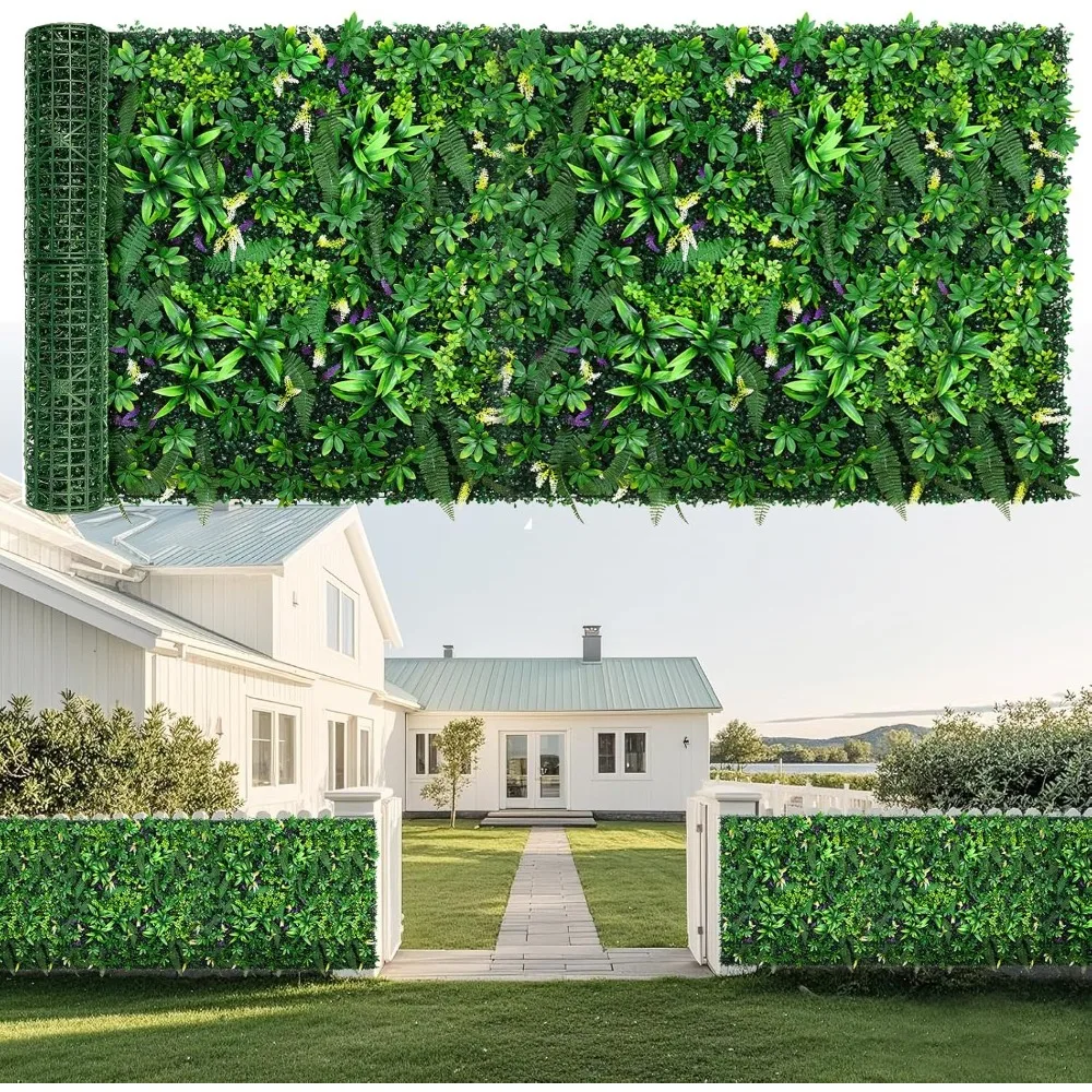 

Artificial Grass Wall Panel 40x120 (33.33 Square Feet) - UV Resistant Privacy Fence Screen, Green Fence Decorative Background